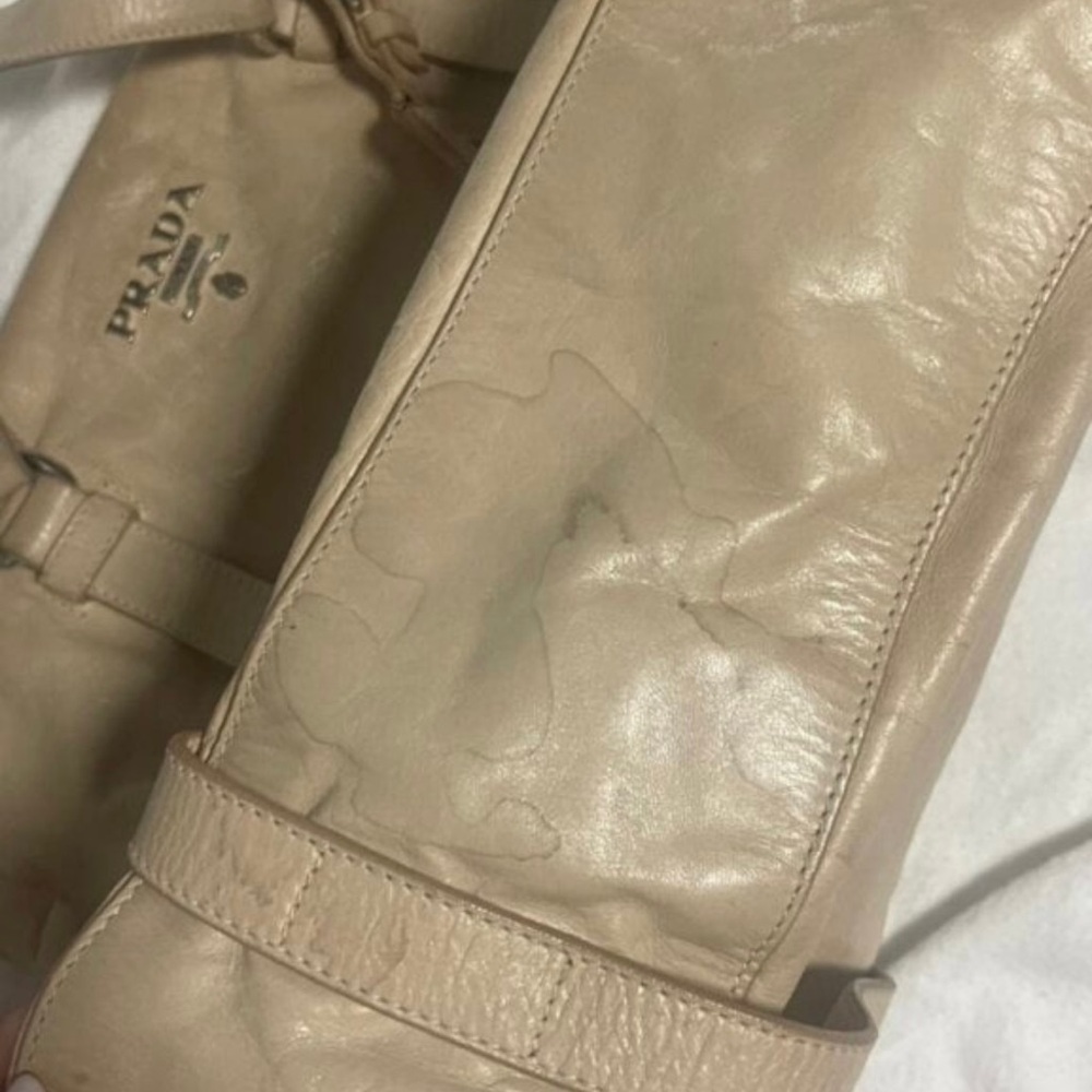 Prada Tan Leather Shoulder Bag with Buckle Straps - Picture 7 of 10